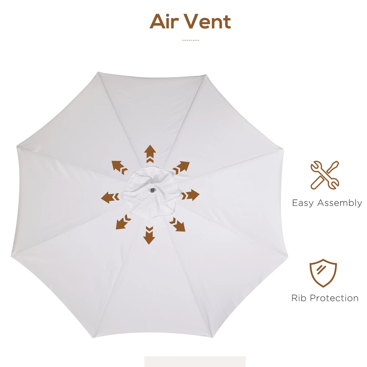 Outsunny 3.3m Elegant Wooden Parasol - Cream