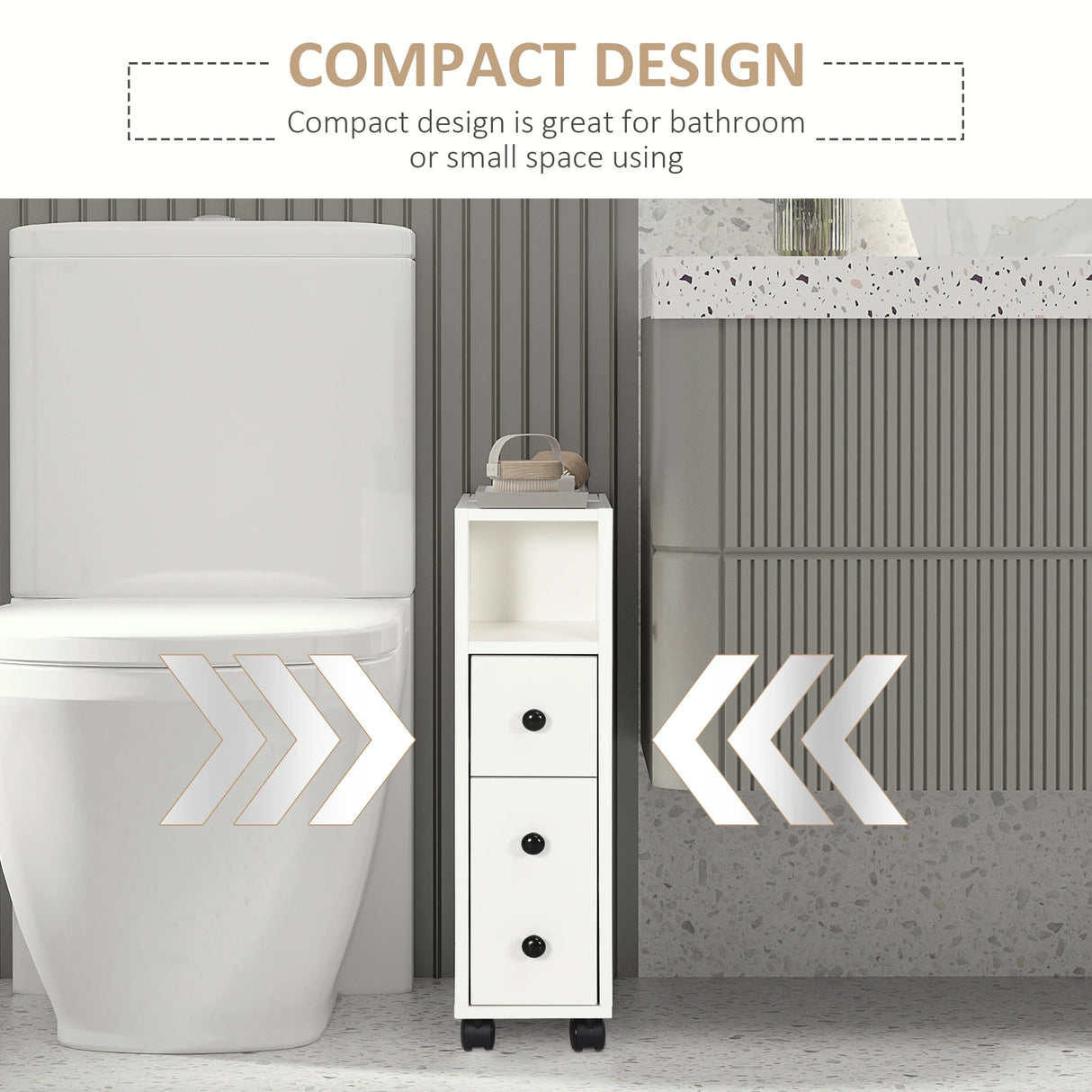 kleankin Slimline Bathroom Storage Cabinet - White