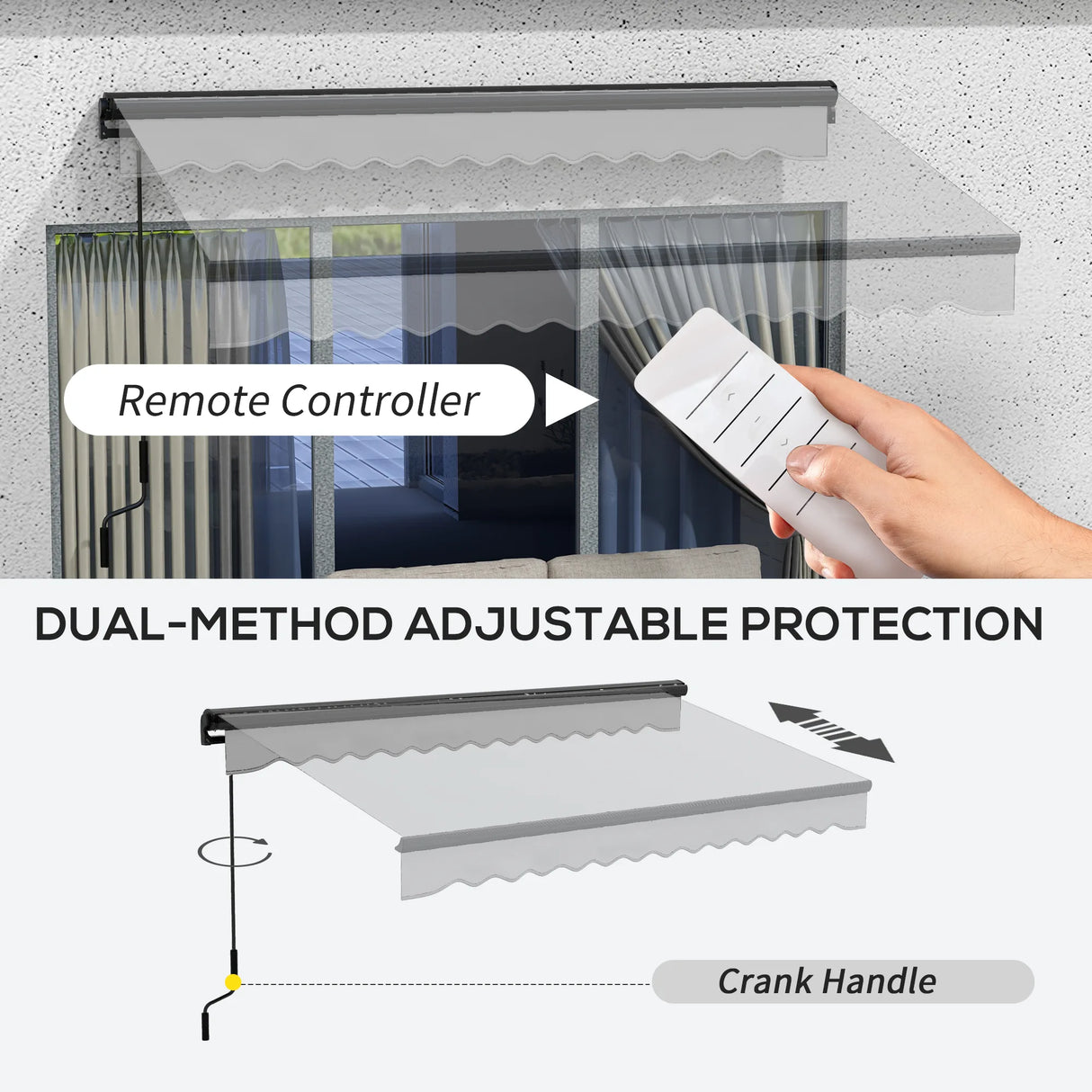 Outsunny Electric Awning with Aluminium Frame and Remote Control, 3 x 2m, Light Grey