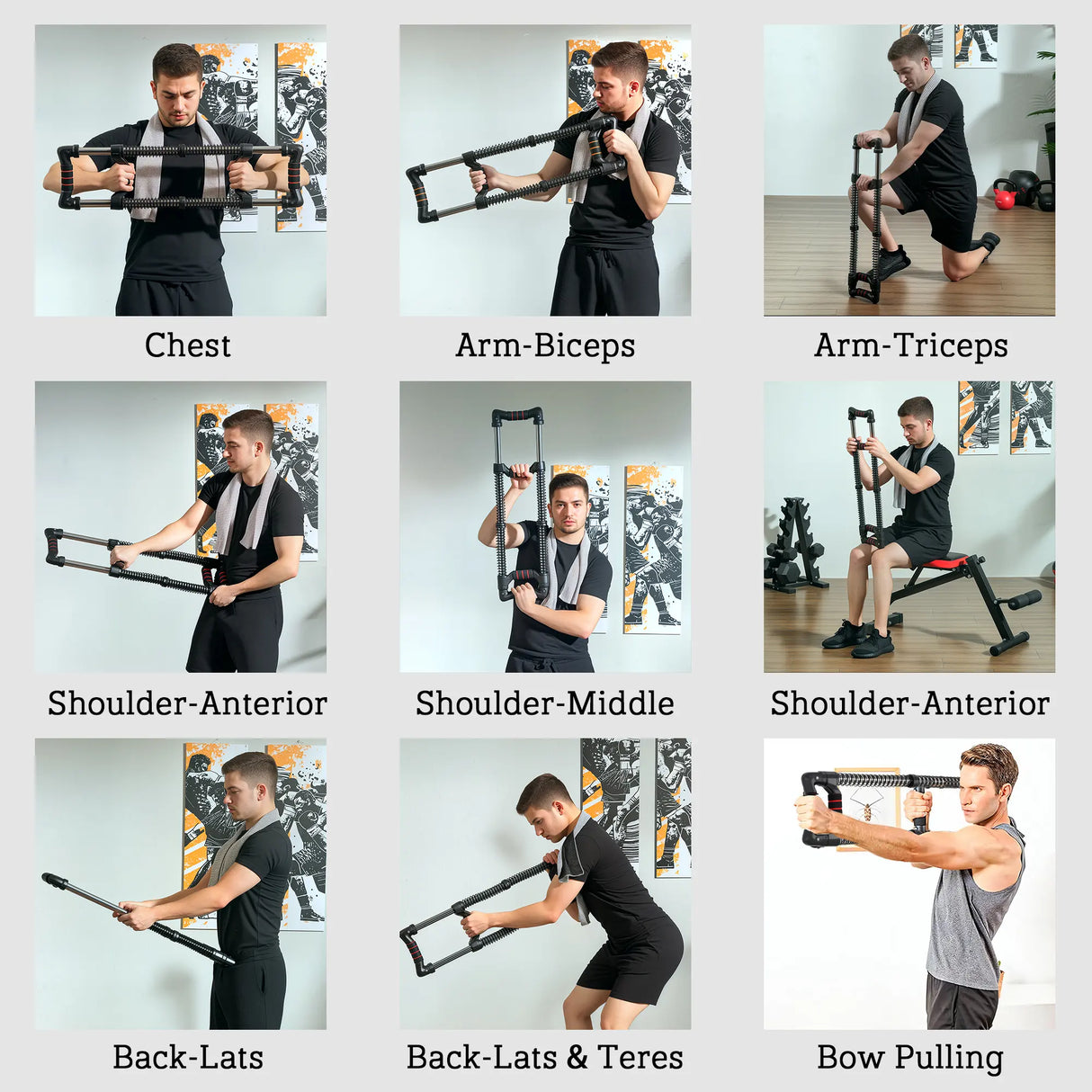 SPORTNOW Chest Expander, with 10-50kg Adjustable Resistance, for Home Gym, Office, Travel Workout