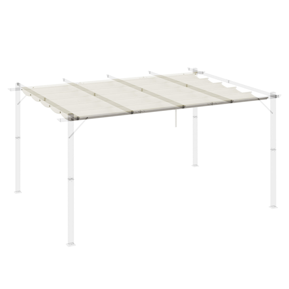 Outsunny Retractable Pergola Cover, 3.5 x 2.6 m Replacement Canopy Fabric for 4 x 3 m Frame, Roof Top Only, Cream White