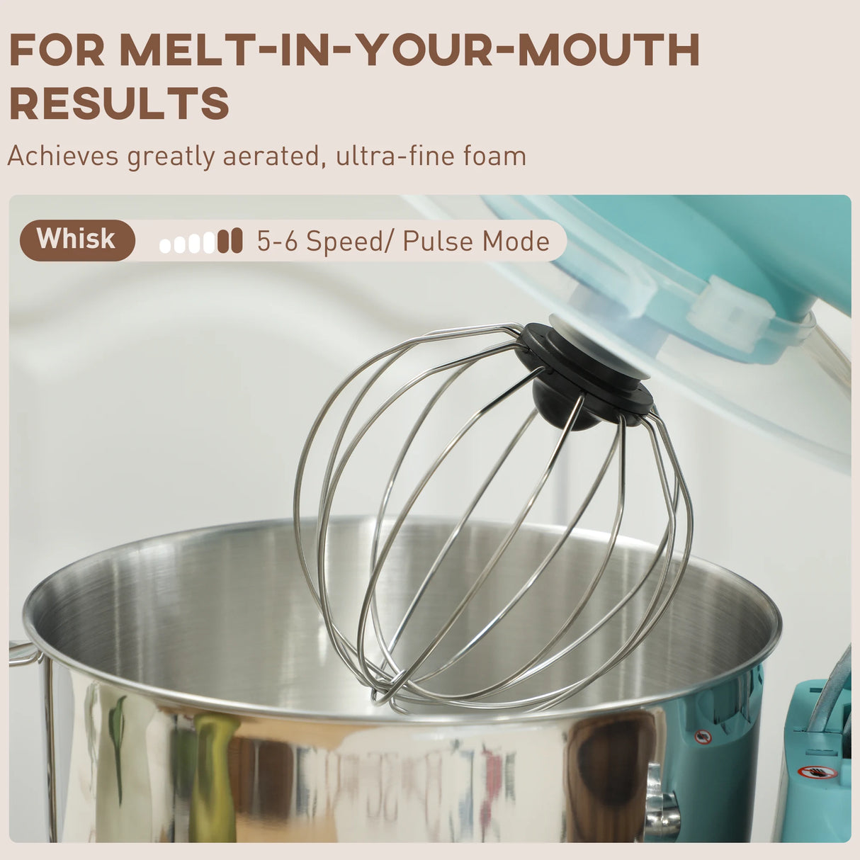 HOMCOM 1300W Kitchen Stand Mixer, with Accessories - Blue