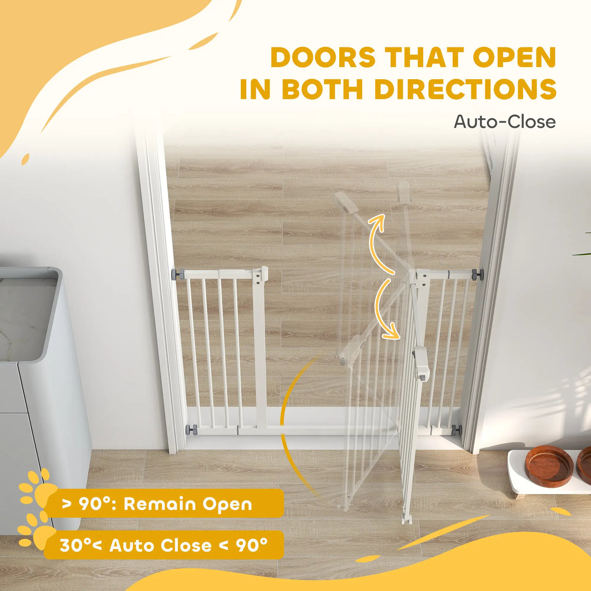 PawHut Adjustable Safety Gate w/ Two Extensions, Four Adjustable Screws, White