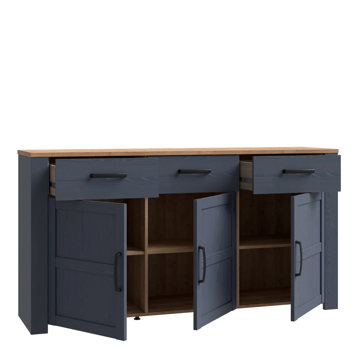 Bohol Sideboard 3 Drawer 3 Door in Navy and Oak