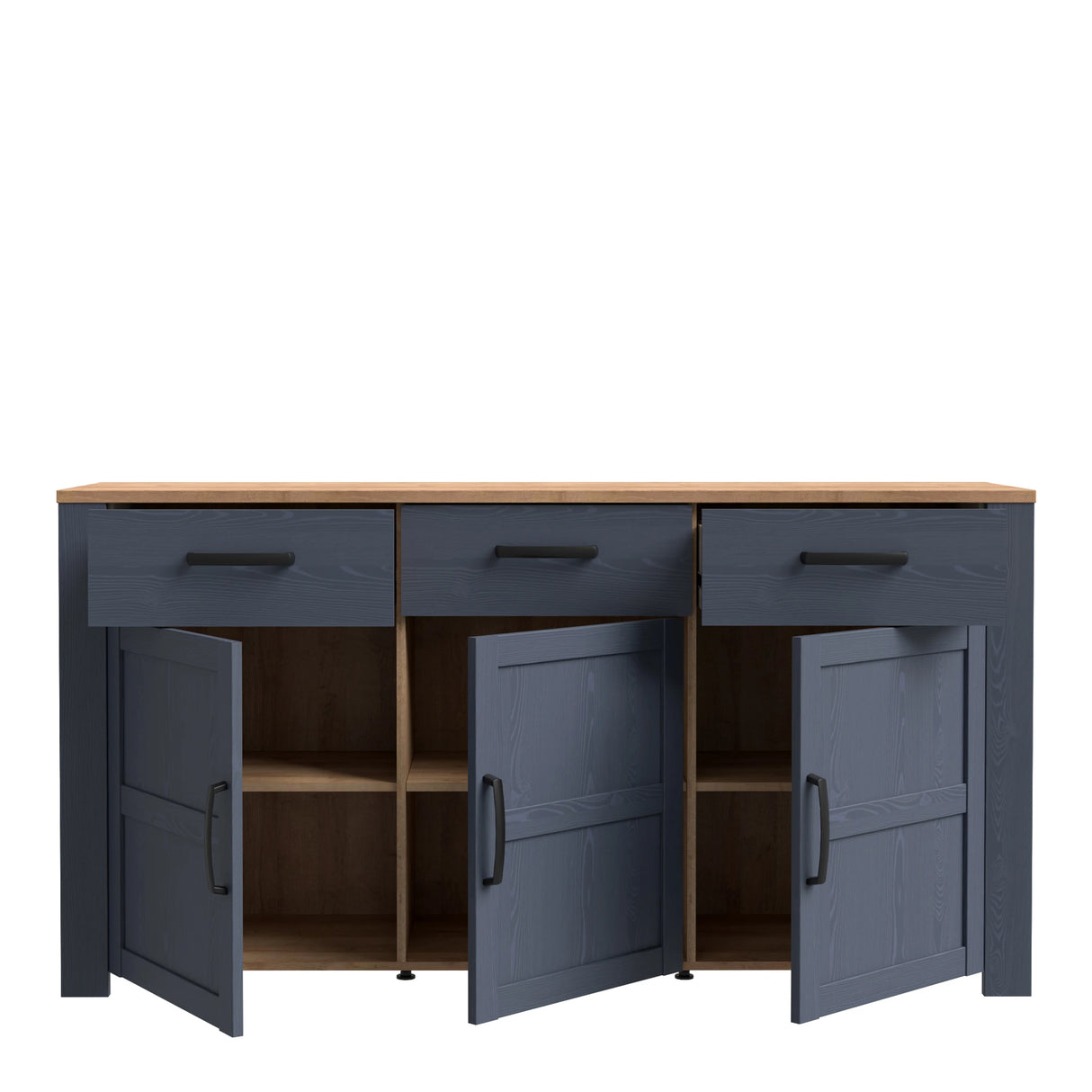 Bohol Sideboard 3 Drawer 3 Door in Navy and Oak