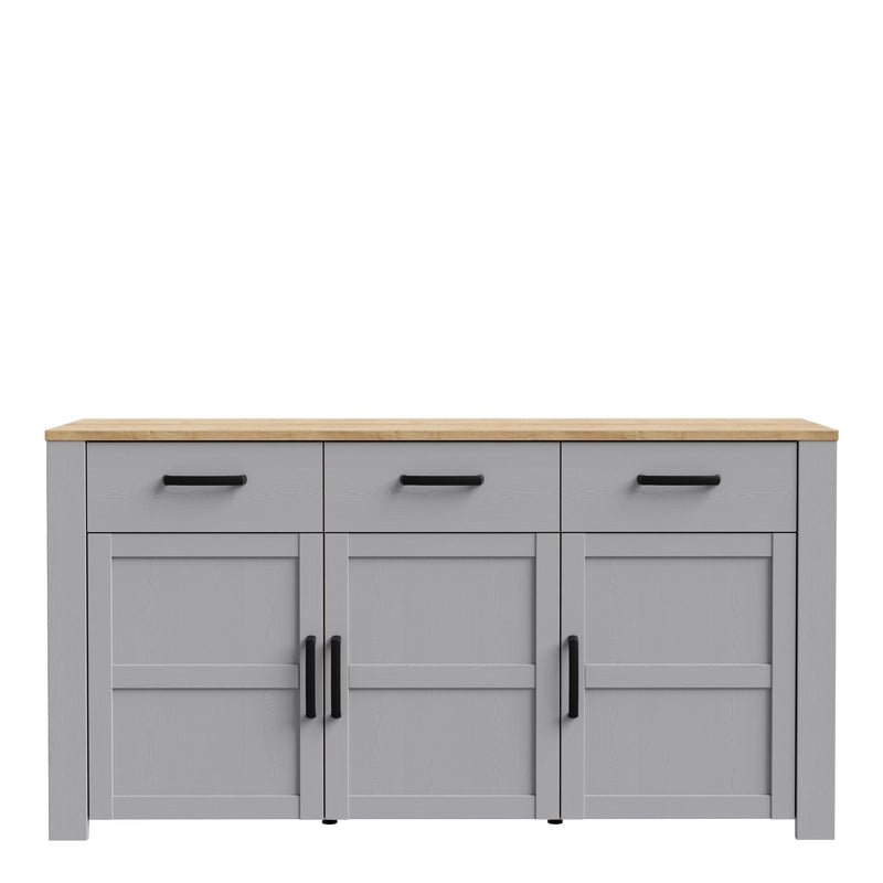 Bohol 3 Door 3 Drawer Sideboard in Grey/Riviera Oak