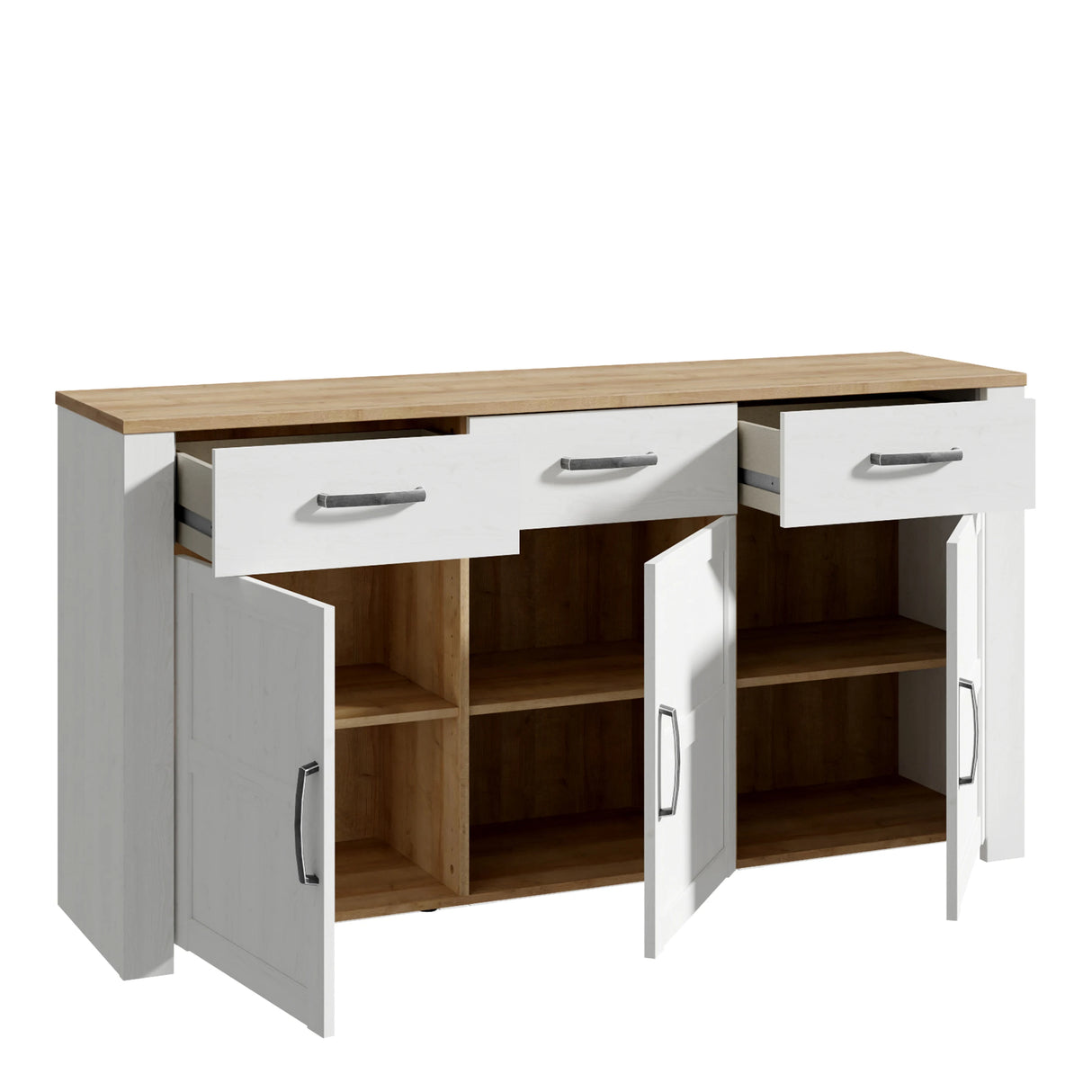 Bohol Sideboard 3 Drawer 3 Door in White and Oak