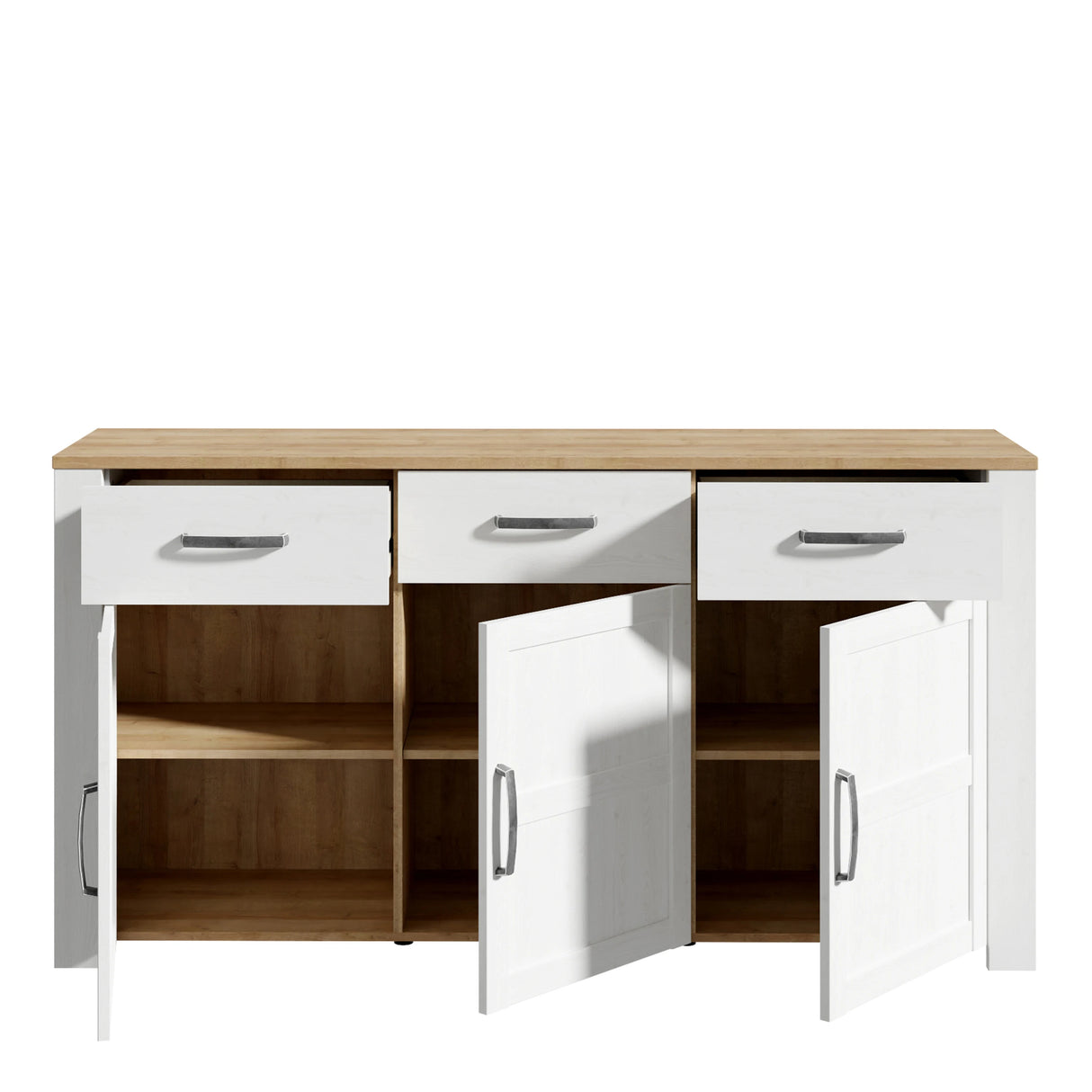 Bohol Sideboard 3 Drawer 3 Door in White and Oak