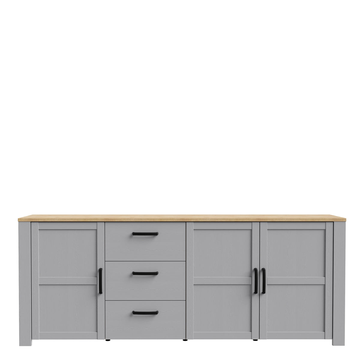 Bohol Large Sideboard 3 Drawer 3 Door in Grey and Oak