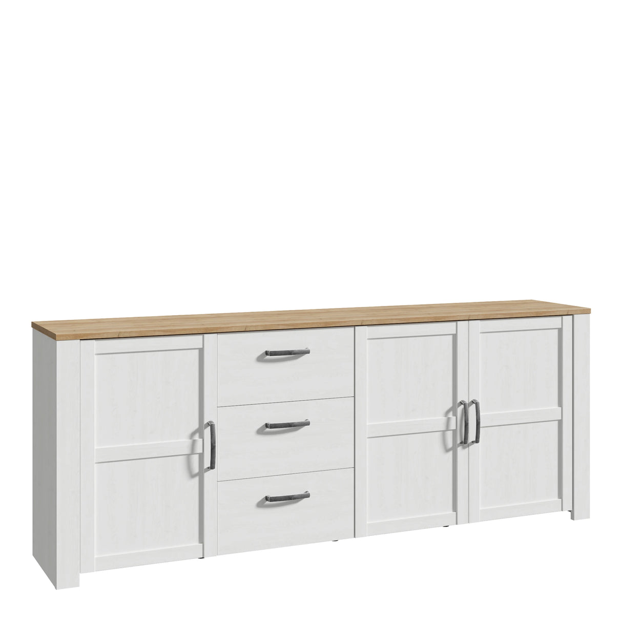 Bohol Large Sideboard 3 Drawer 3 Door in White and Oak