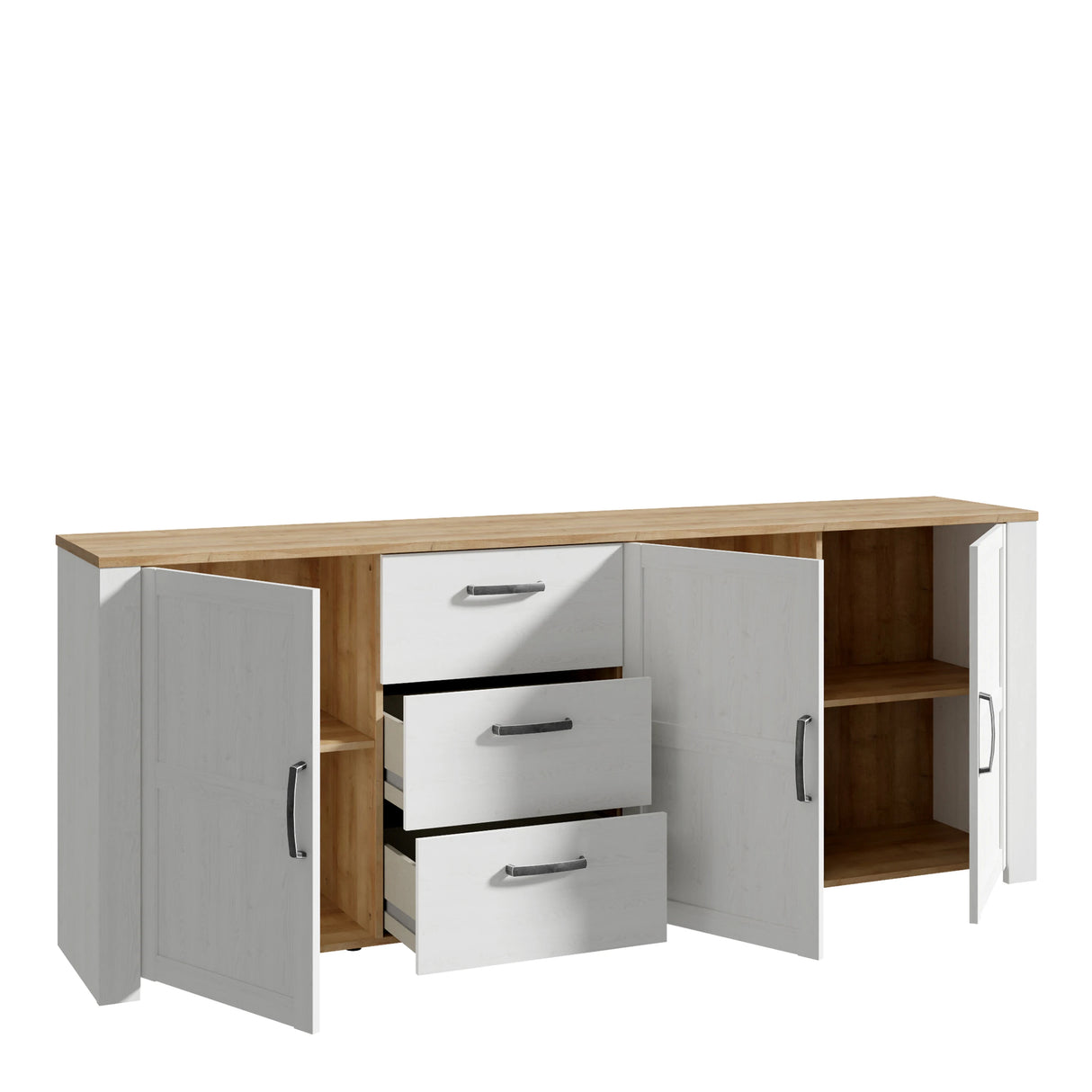Bohol Large Sideboard 3 Drawer 3 Door in White and Oak