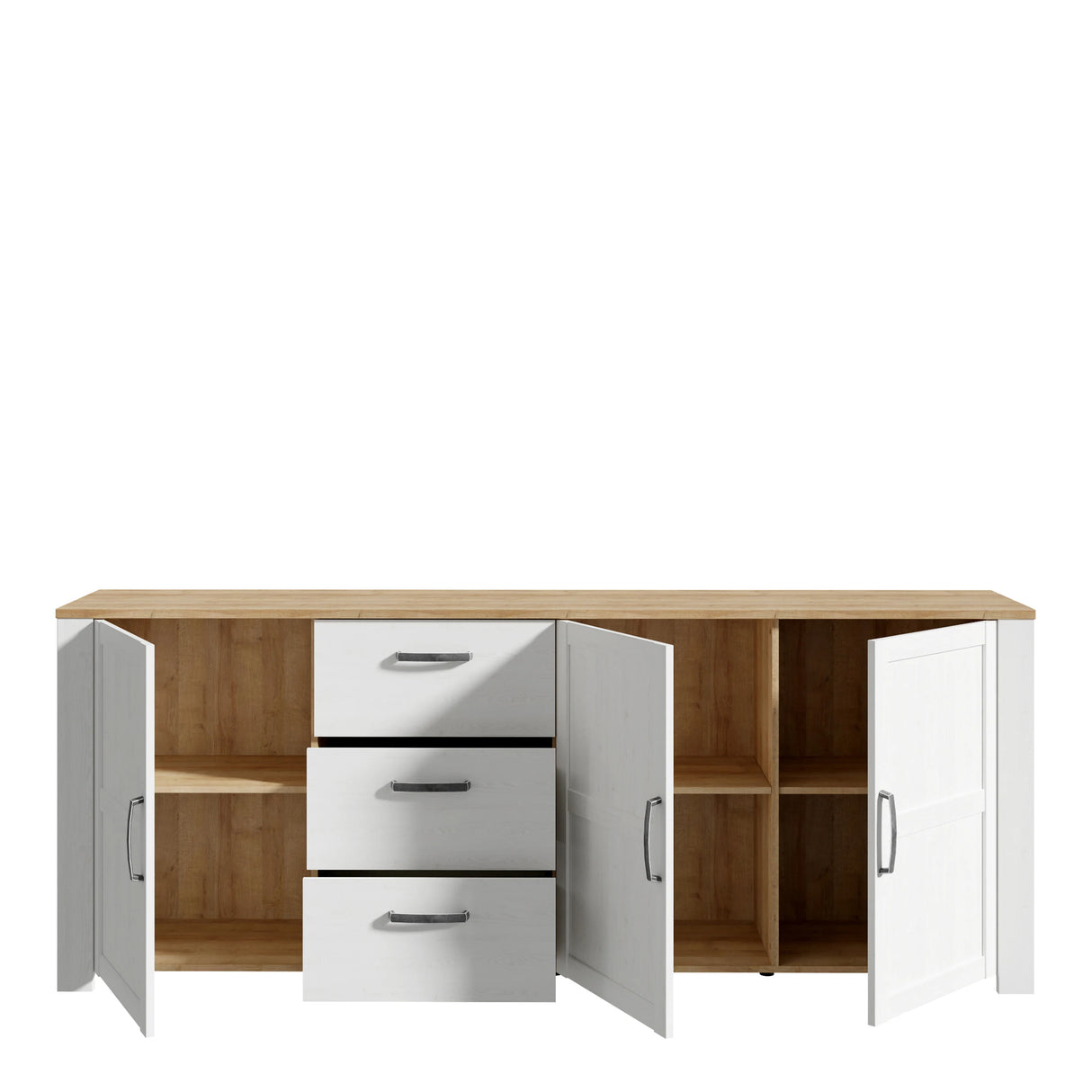 Bohol Large Sideboard 3 Drawer 3 Door in White and Oak