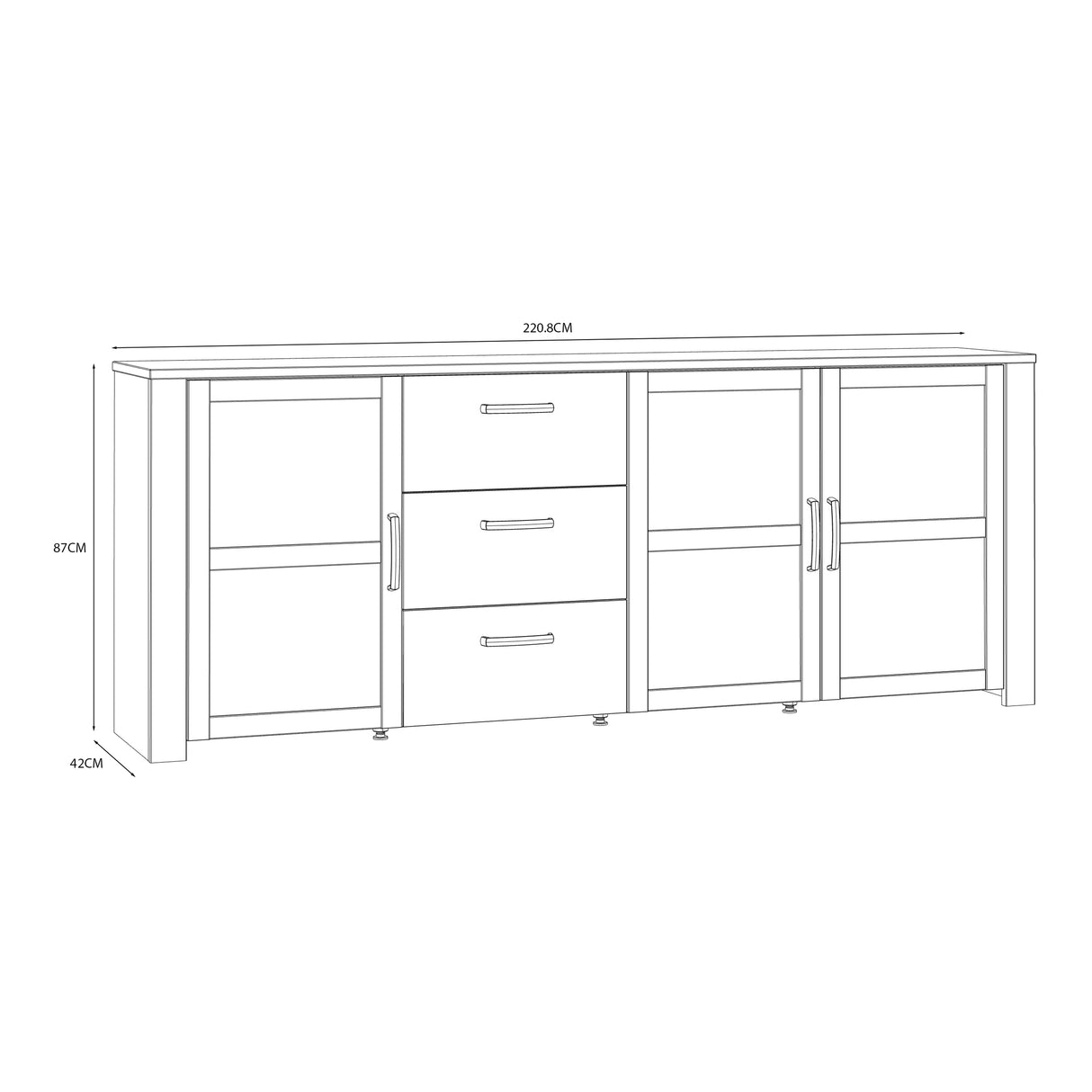 Bohol Large Sideboard 3 Drawer 3 Door in White and Oak