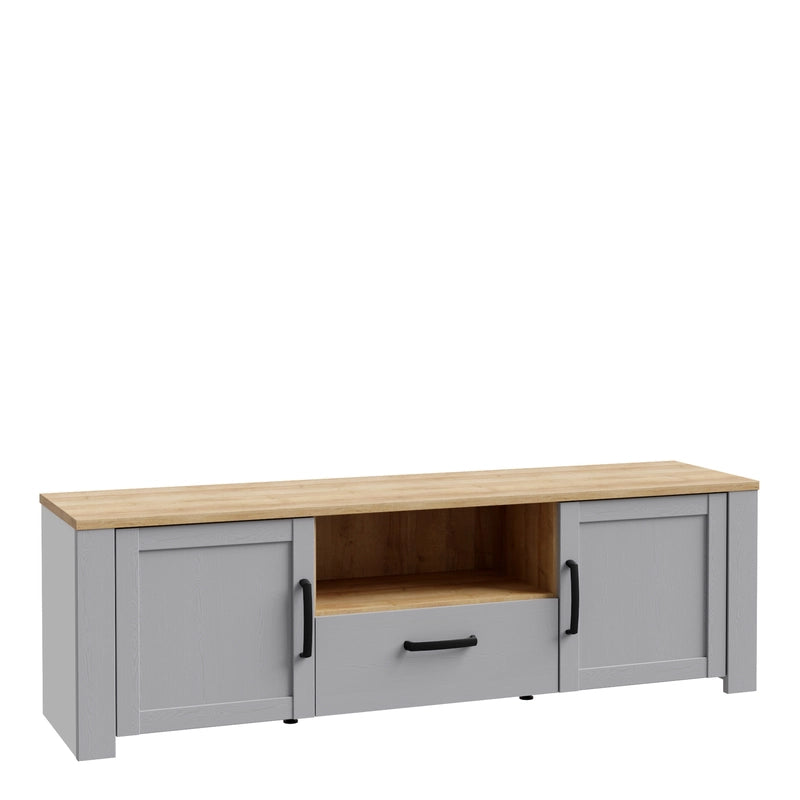 Bohol 2 Door 1 Drawer TV Unit in Grey/Riviera Oak