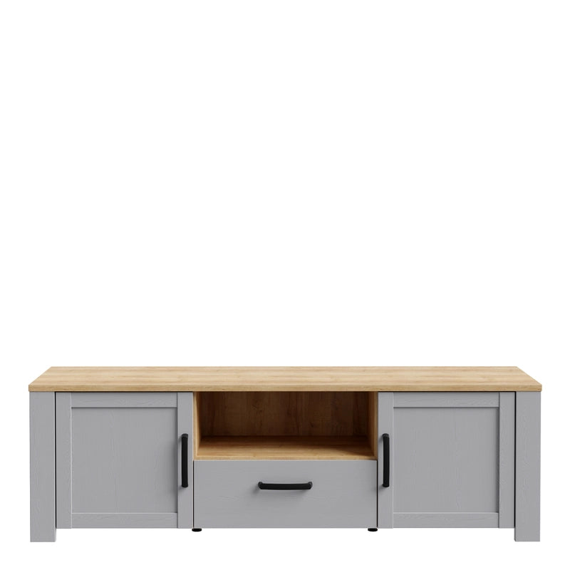 Bohol 2 Door 1 Drawer TV Unit in Grey/Riviera Oak