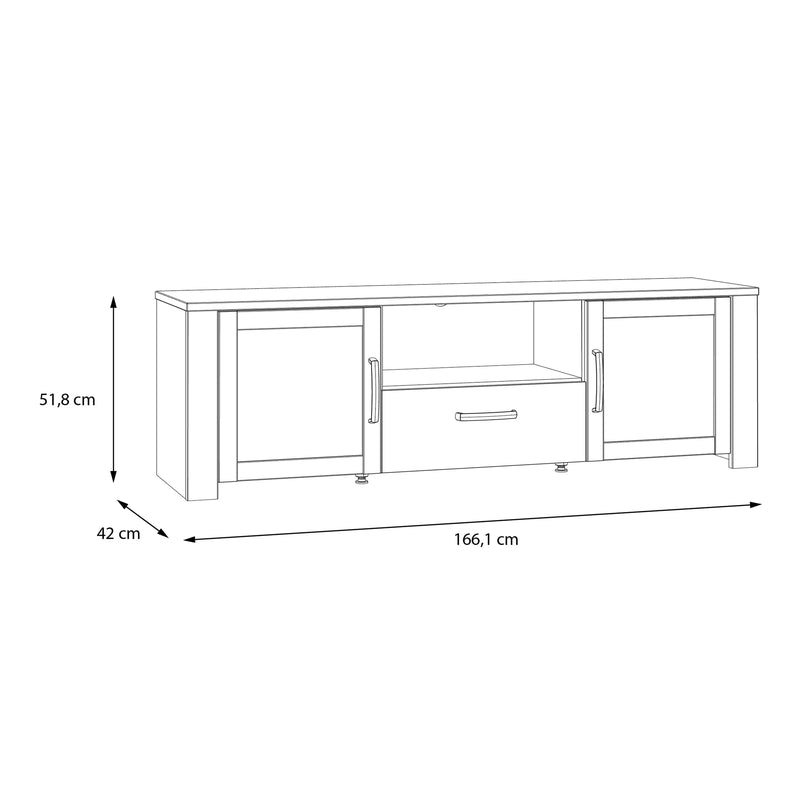 Bohol 2 Door 1 Drawer TV Unit in Grey/Riviera Oak