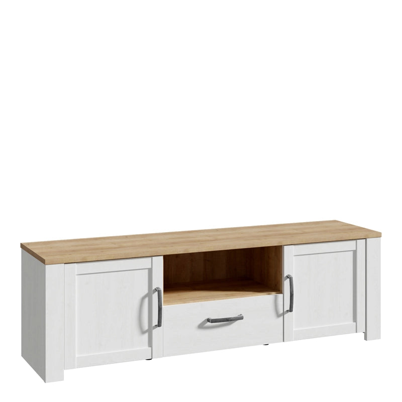 Bohol 2 Door 1 Drawer TV Unit in White/Riviera Oak