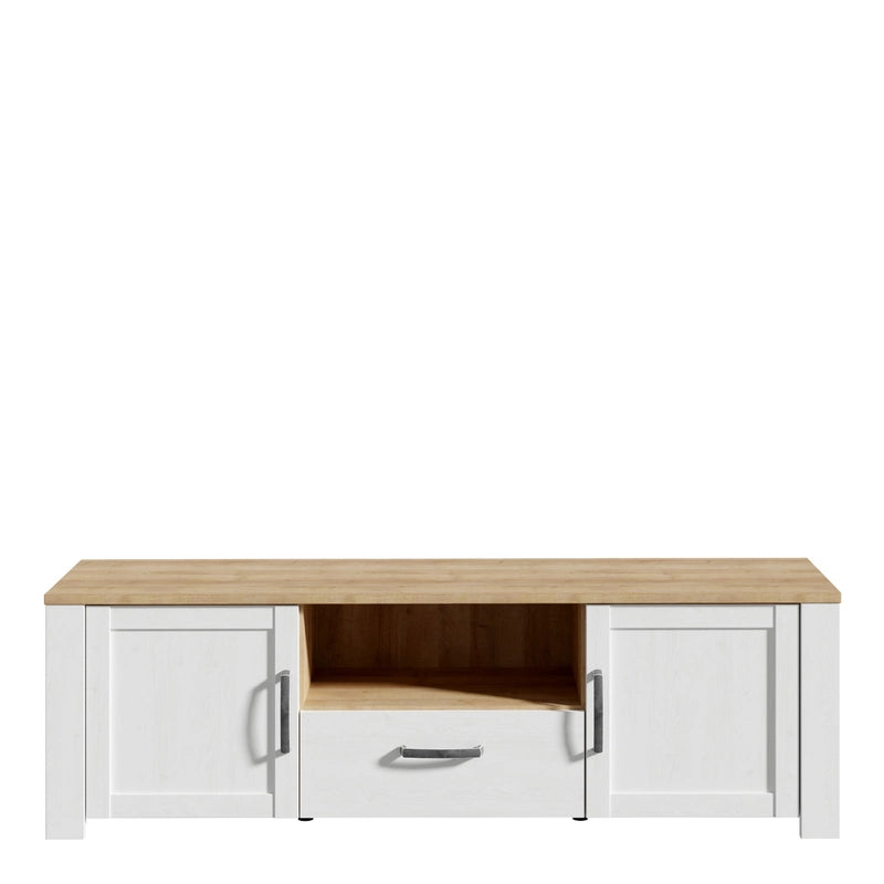 Bohol 2 Door 1 Drawer TV Unit in White/Riviera Oak