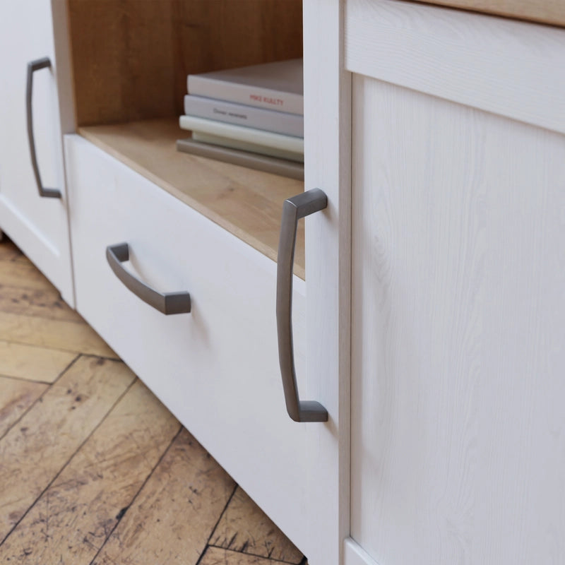 Bohol 2 Door 1 Drawer TV Unit in White/Riviera Oak