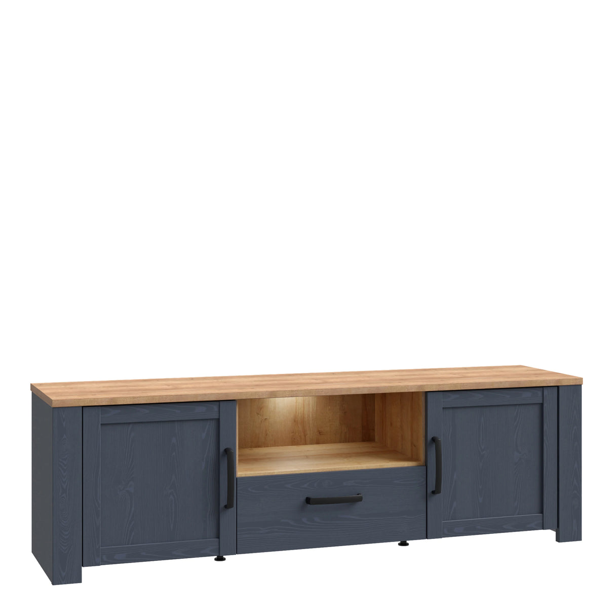Bohol TV Unit with LED Light in Navy Riviera Oak
