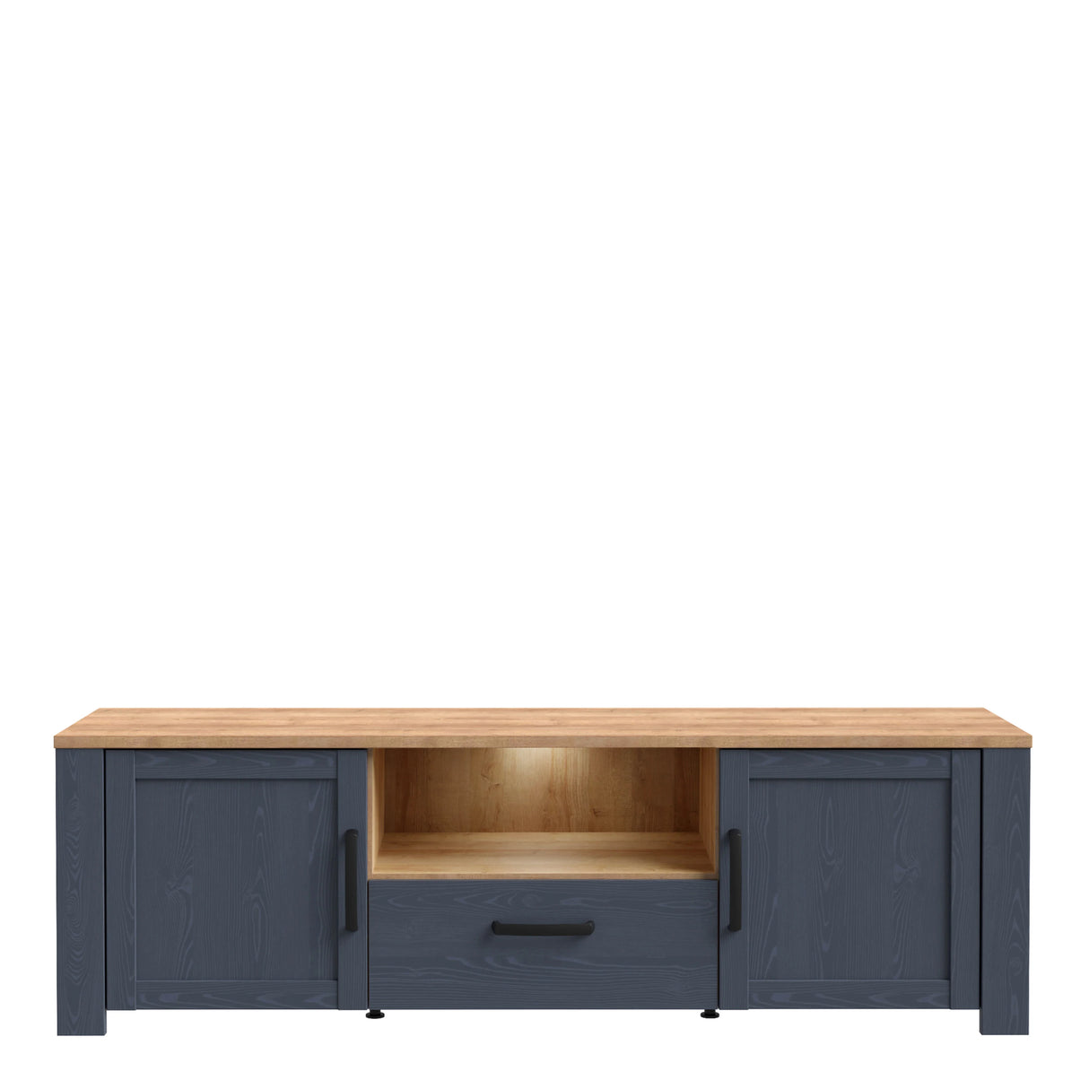 Bohol TV Unit with LED Light in Navy Riviera Oak