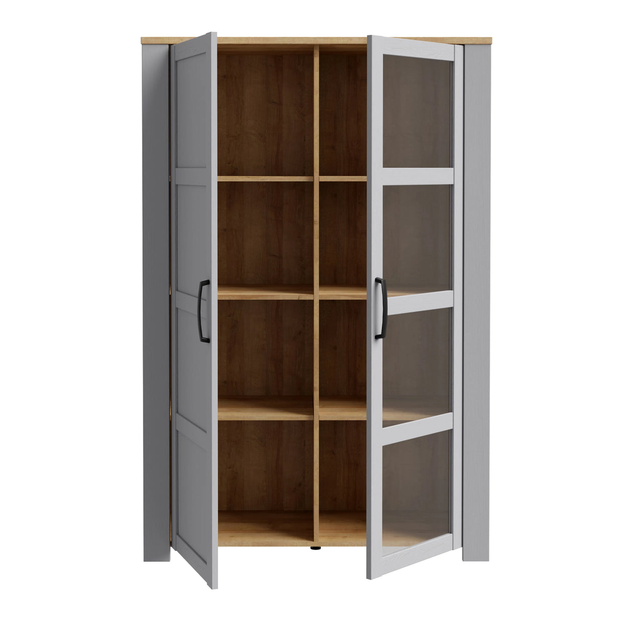 Bohol Display Cabinet 2 Door in Grey and Oak