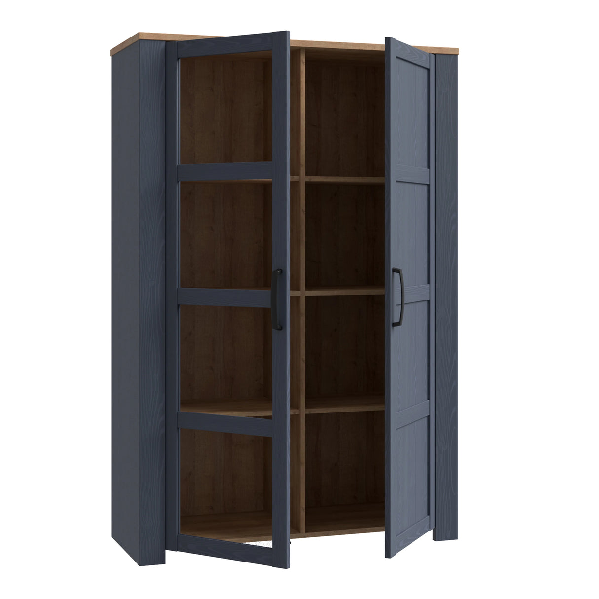 Bohol Display Cabinet with LED Lights in Navy Riviera Oak