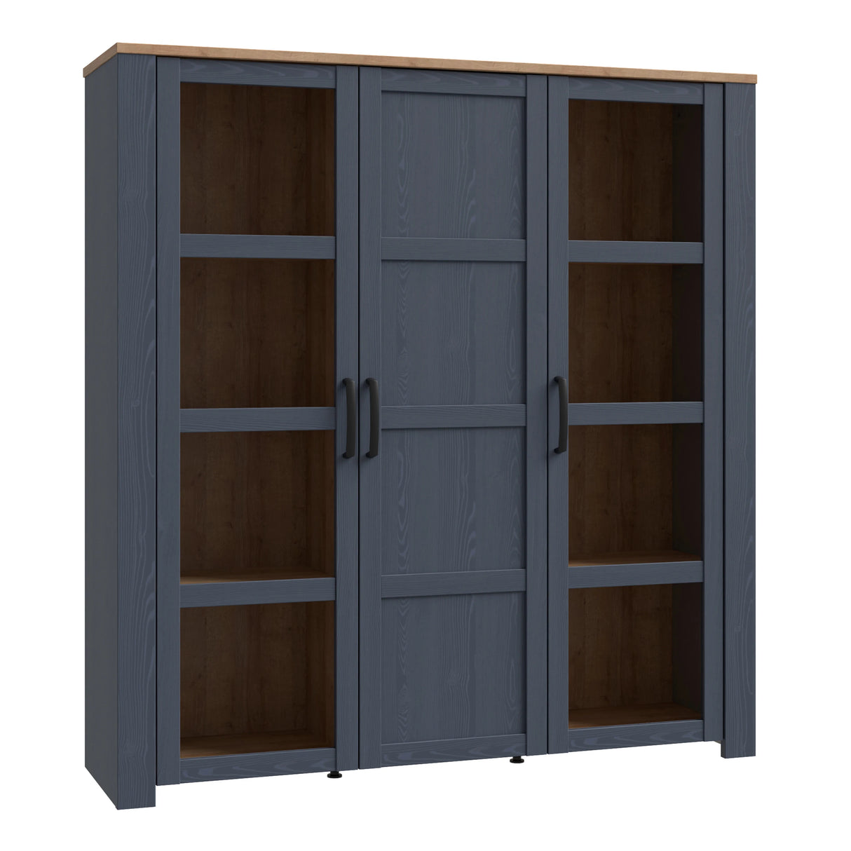 Bohol Large Display Cabinet 3 Door in Navy and Oak