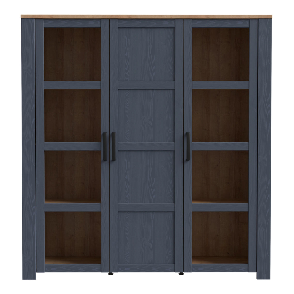 Bohol Large Display Cabinet 3 Door in Navy and Oak