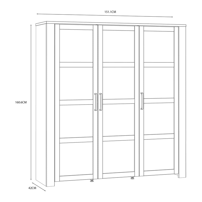 Bohol 3 Door Large Display Cabinet in White/Riviera Oak
