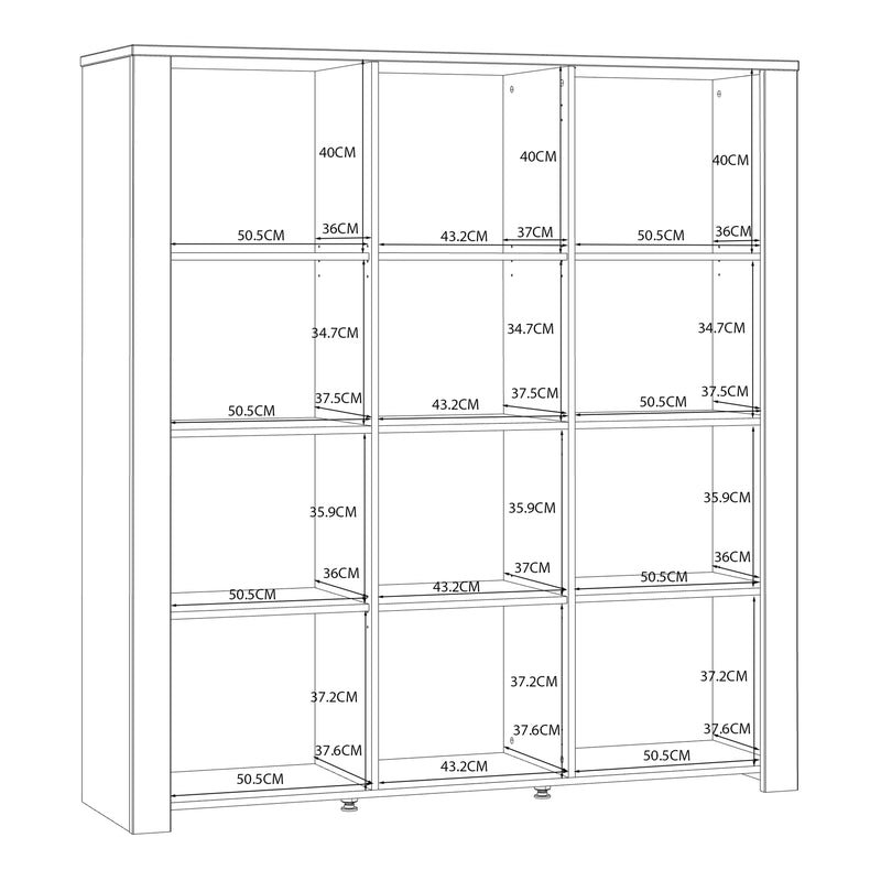 Bohol 3 Door Large Display Cabinet in White/Riviera Oak