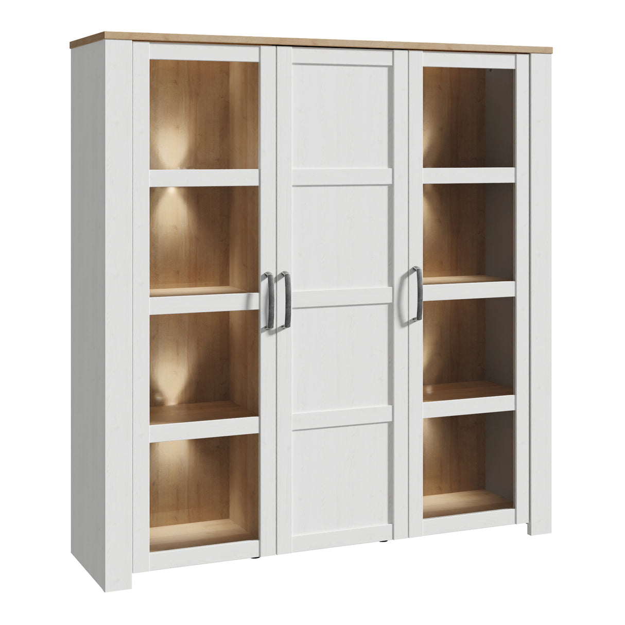 Bohol Large Display Cabinet Inkl. 4 x Lighting in Riviera Oak/White