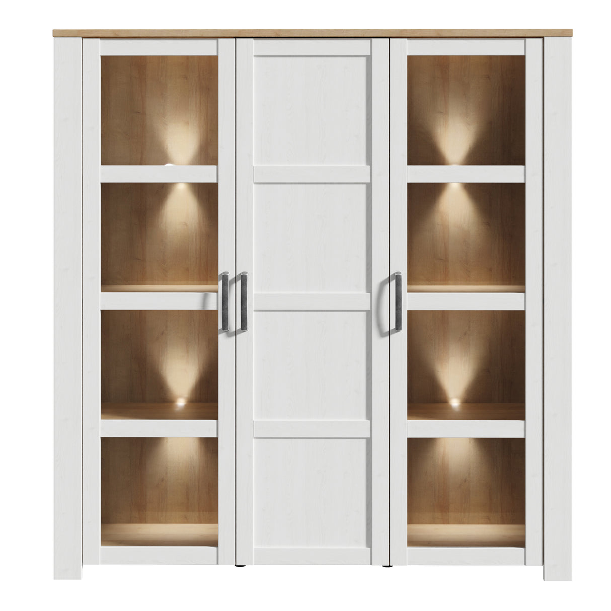 Bohol Large Display Cabinet Inkl. 4 x Lighting in Riviera Oak/White