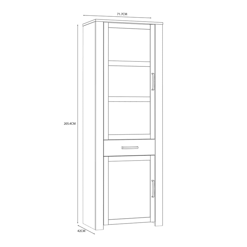 Bohol 2 Door 1 Drawer Narrow Display Cabinet in Navy/Riviera Oak