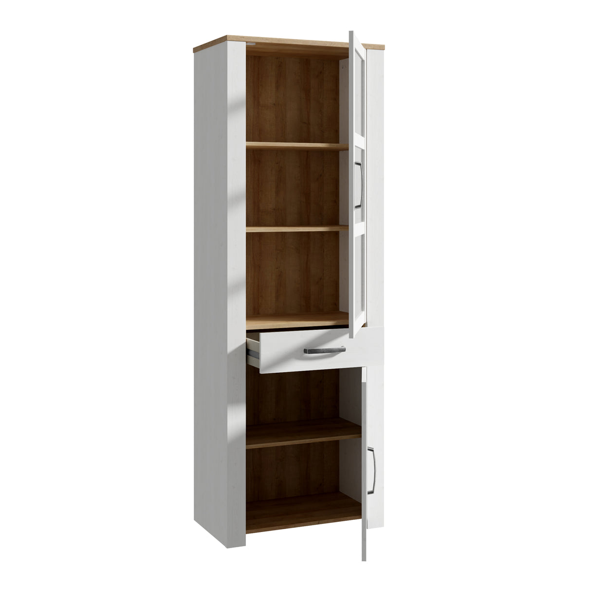 Bohol Narrow Display Cabinet Inkl. 2 x Lighting in Riviera Oak/White