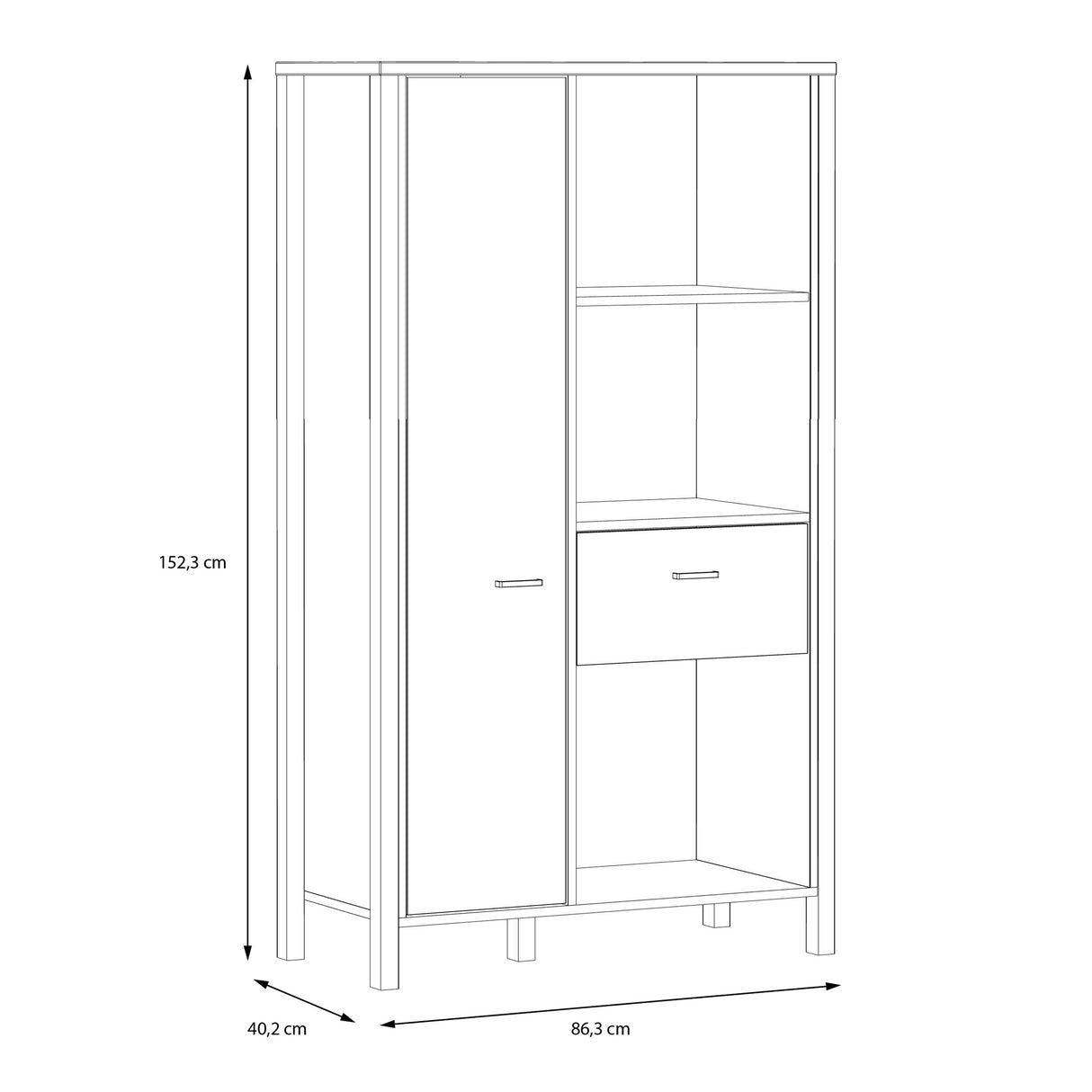 High Rock Wide Shelf Unit in Matt Black/Riviera Oak