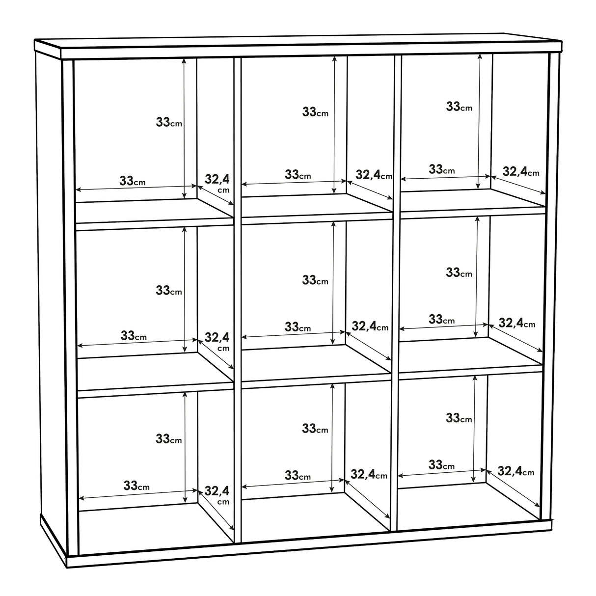 Mauro 3x3 Storage Unit in Matt White