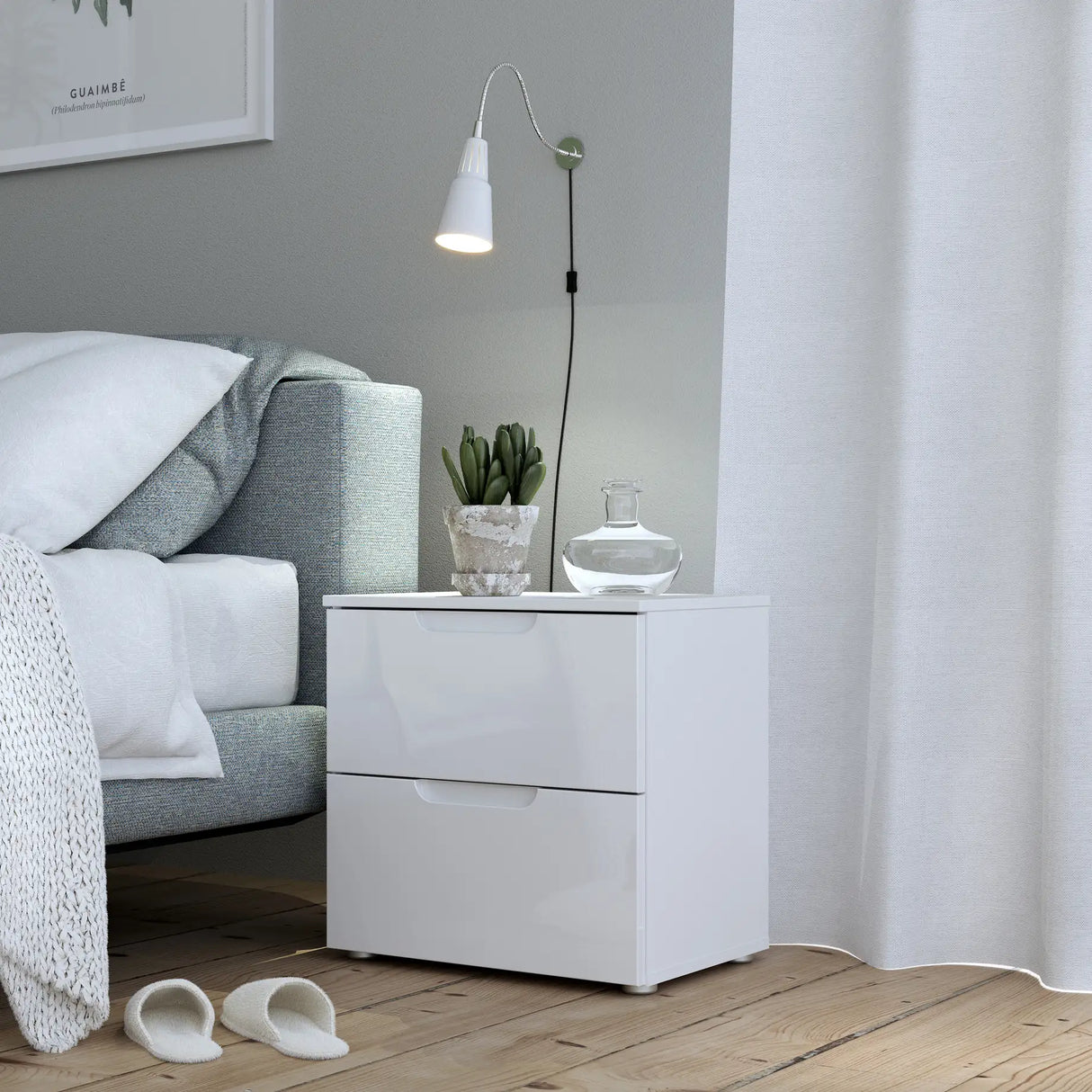 Sienna Bedside Table in White Gloss