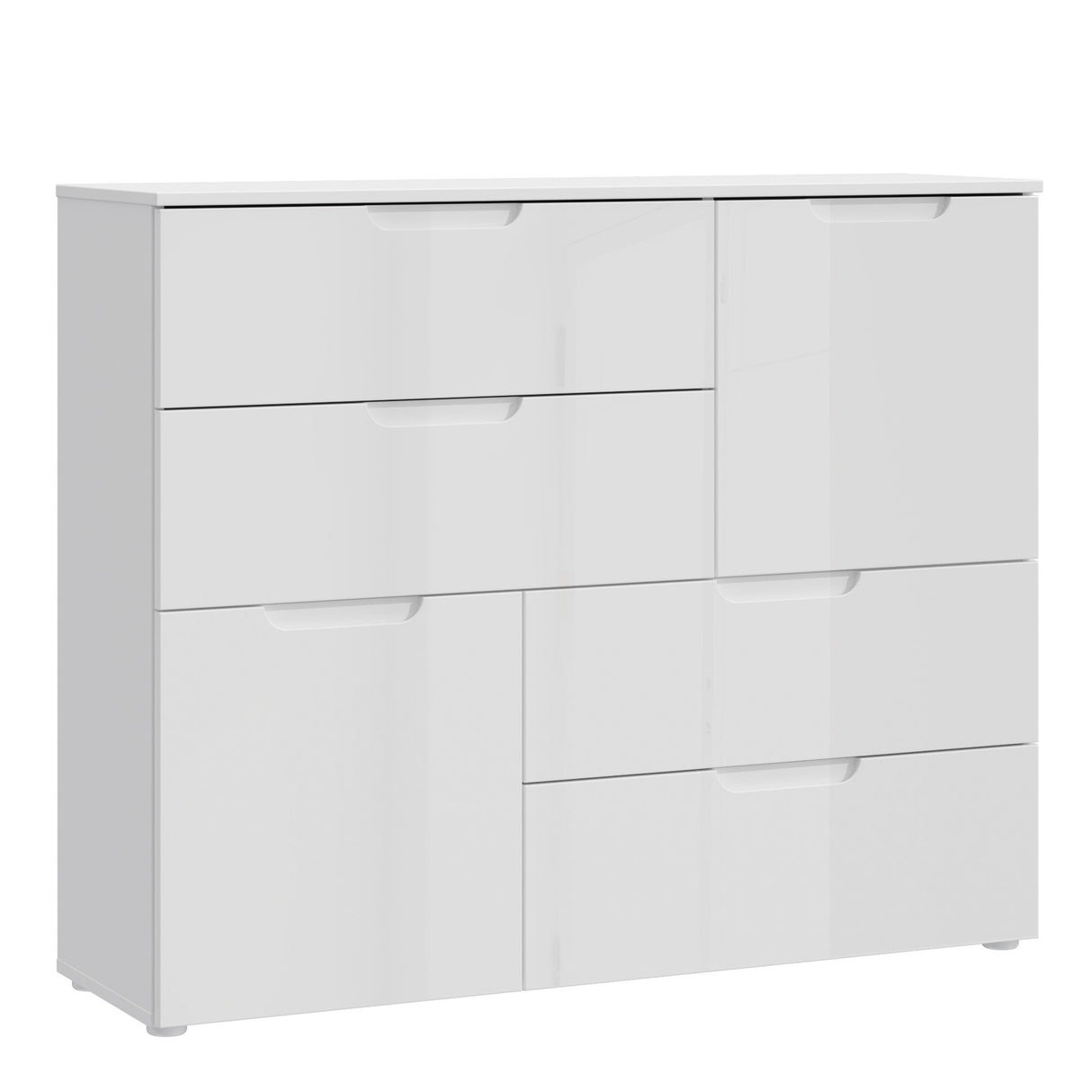 Sienna Abstract Chest of Drawers in White Gloss