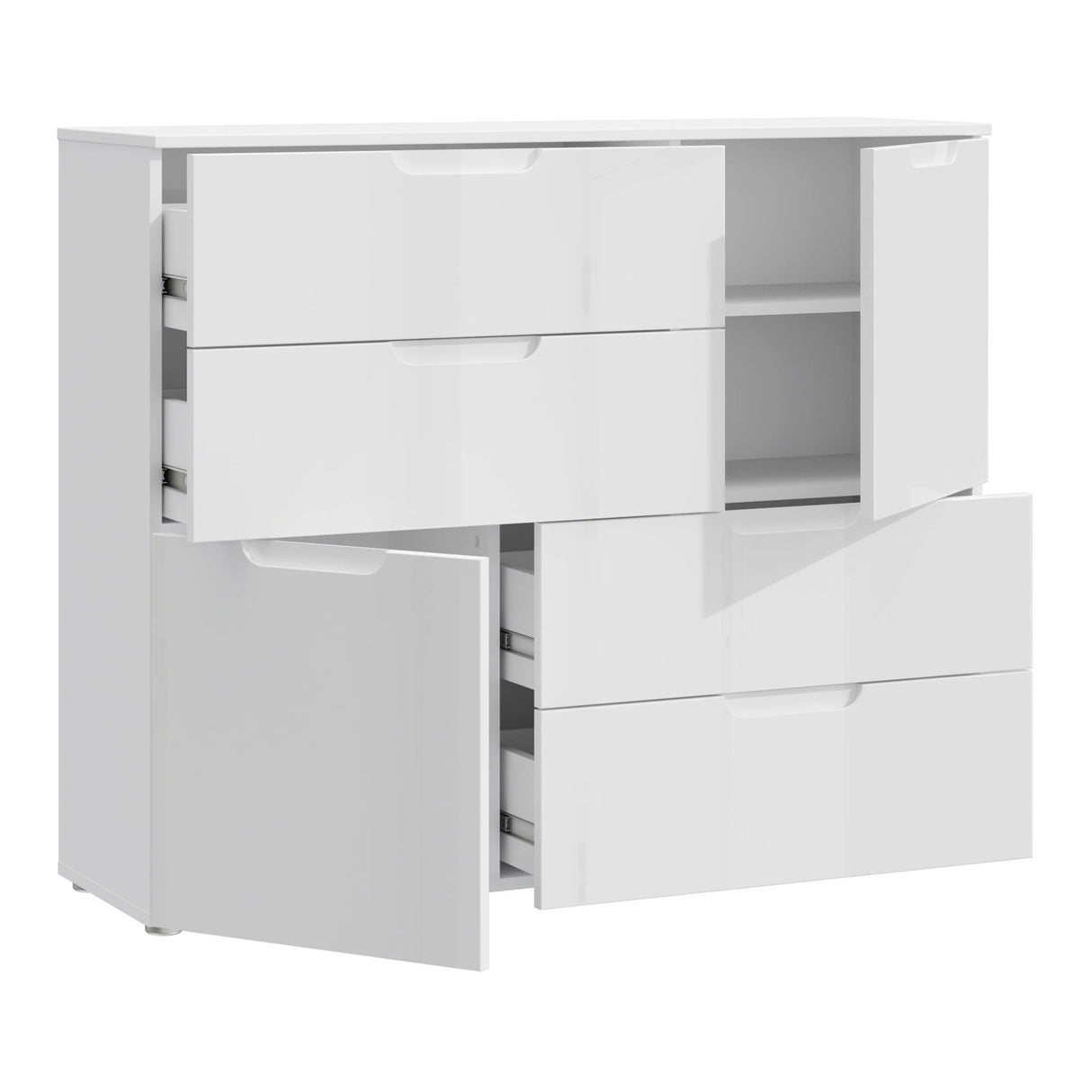 Sienna Abstract Chest of Drawers in White Gloss