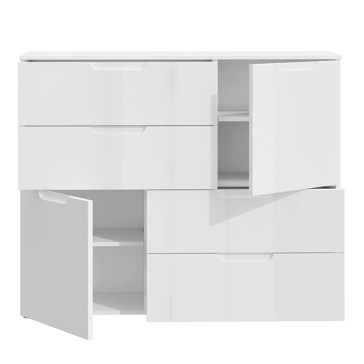 Sienna Abstract Chest of Drawers in White Gloss