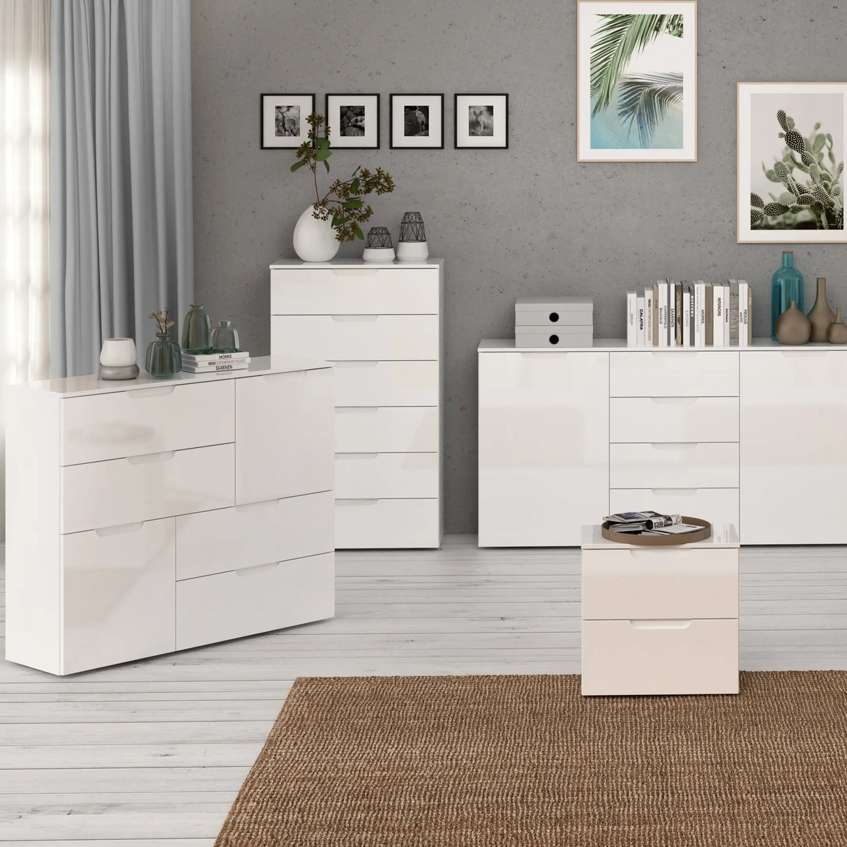 Sienna Chest of 6 Drawers in White Gloss