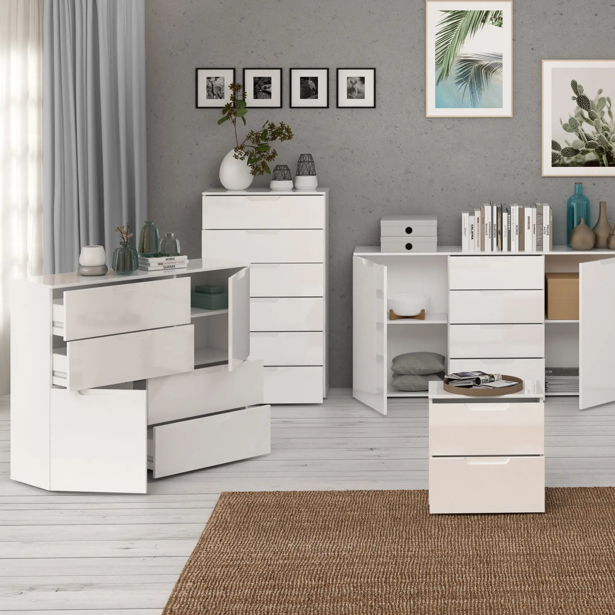 Sienna Chest of 6 Drawers in White Gloss