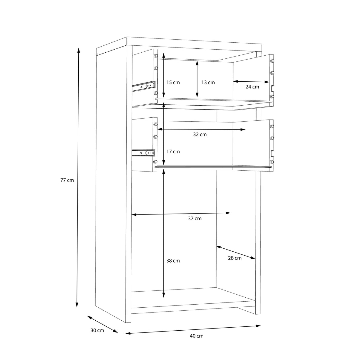 Best Chest Storage Cabinet 2 Drawers 1 Door in Concrete Optic Dark Grey/Old - Wood Vintage