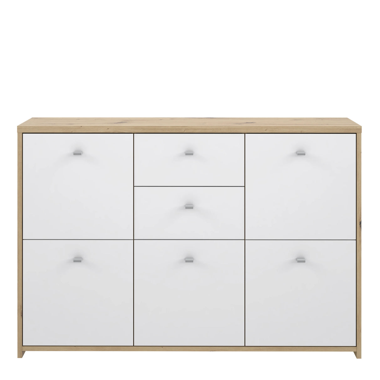 Best Chest Storage Cabinet with 2 Drawers and 5 Doors in Artisan Oak/White