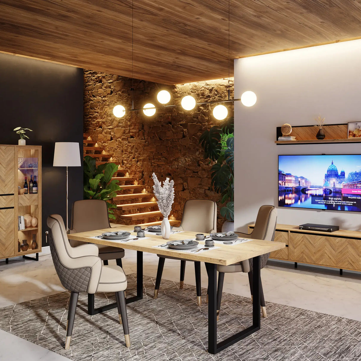 Nikomedes Dining Table in Bartex Oak 180x74.4cm