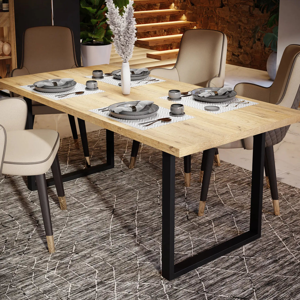 Nikomedes Dining Table in Bartex Oak 180x74.4cm