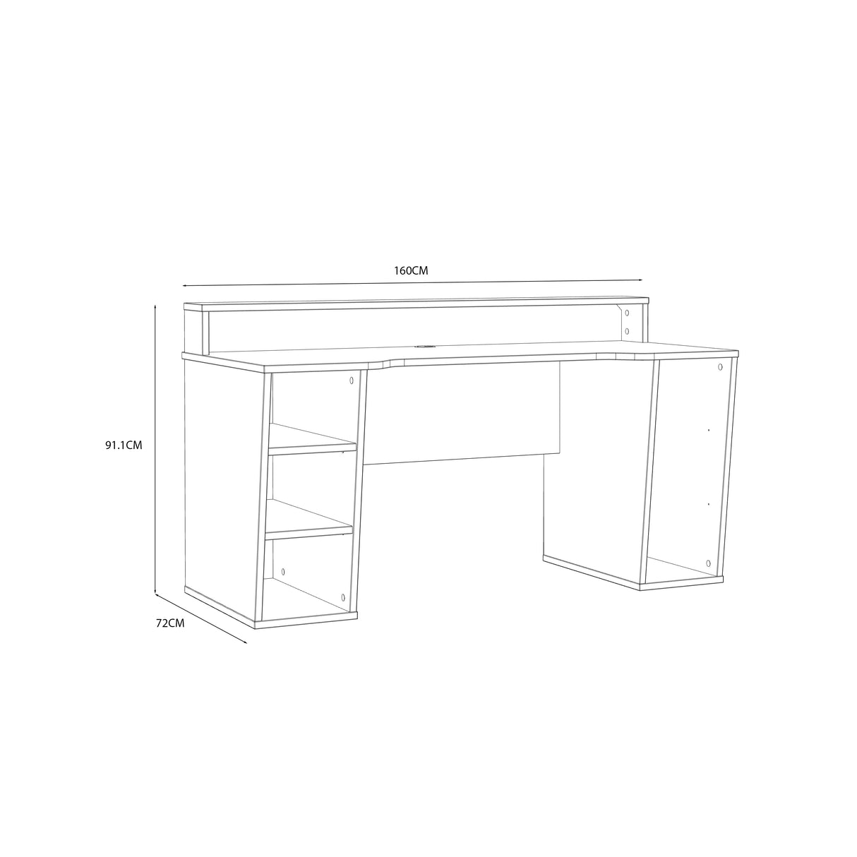Tezaur Black Gaming Desk with White Trim and Colour Changing LED