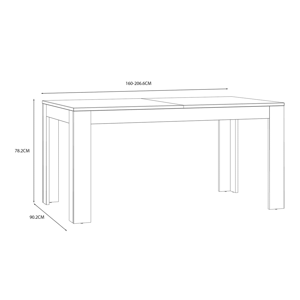 Bohol Extending Dining Table 160 to 207cm in Navy and Oak