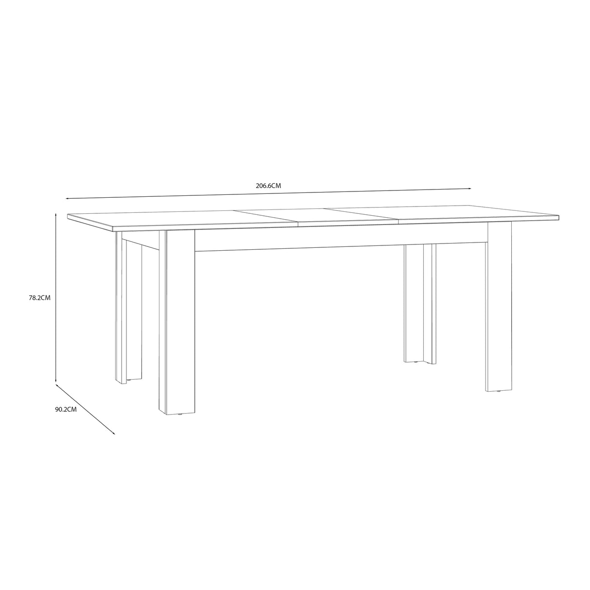 Bohol Extending Dining Table 160 to 207cm in Navy and Oak